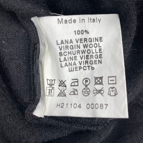 HUGO BOSS 100% V- Neck Black Merinos Extrafine Wool Sweater - Picture 5 of 7